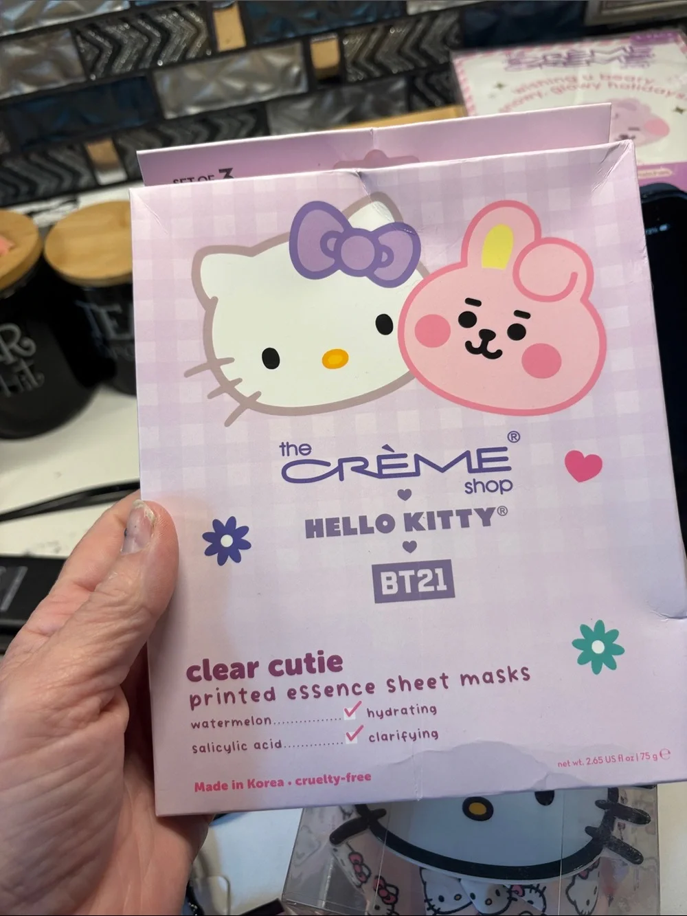 Hello Kitty & Creamie Shop Pink Plush Headband - Cute Skincare Accessory